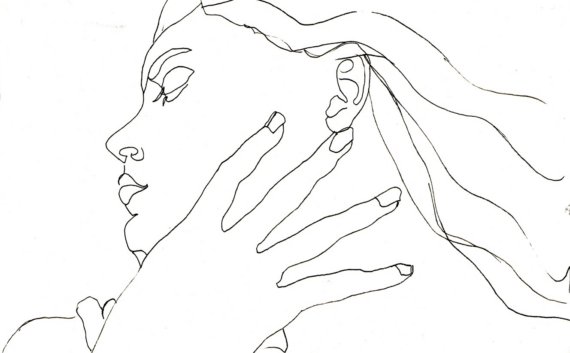 570x353 Art Pen And Ink Drawing Woman Profile Black And White Hand