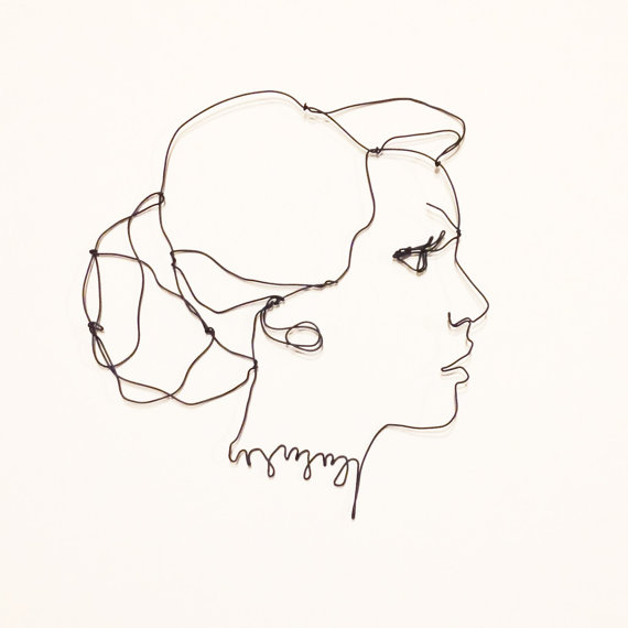 570x570 Wire Wall Art Side Profile Portrait Handmade Woman