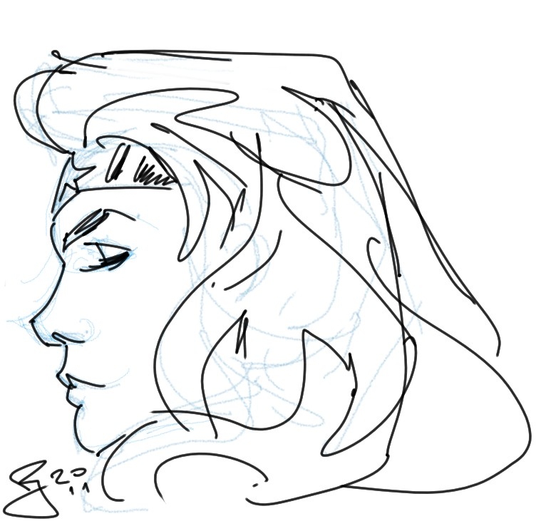759x745 Wonder Woman Profile Sketch By Reyalicea