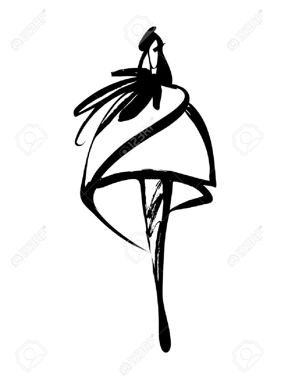 1039x1300 Fashion Woman Silhouette Hand Drawn Sketch Royalty Free Cliparts