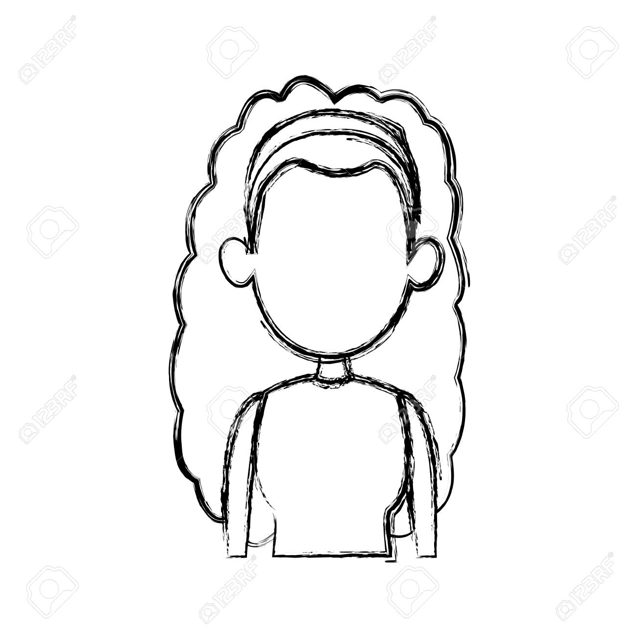 1300x1300 Silhouette Drawing Of Faceless Half Body Woman Hairstyle Vector