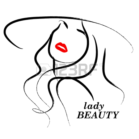 450x450 Vector Hand Drawn Beautiful Lady In Hat Portrait Isolated On White