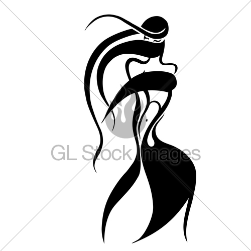 500x500 Eastern Woman Silhouette. Hand Drawn Vector Illustration Gl