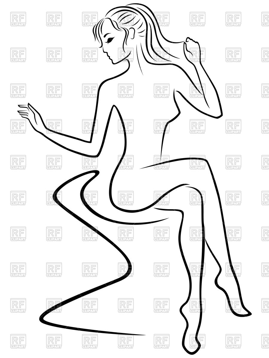 900x1200 Graceful Stylish Woman Sitting On Sofa, Sketch Royalty Free Vector