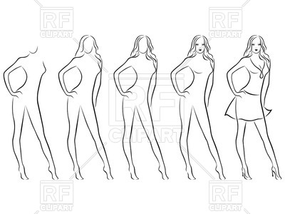 400x300 Sequence Of Hand Drawing Sketch Of A Beautiful Woman Royalty Free