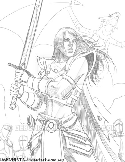 400x518 Female Warrior Wip Rough Sketch By Debuhista