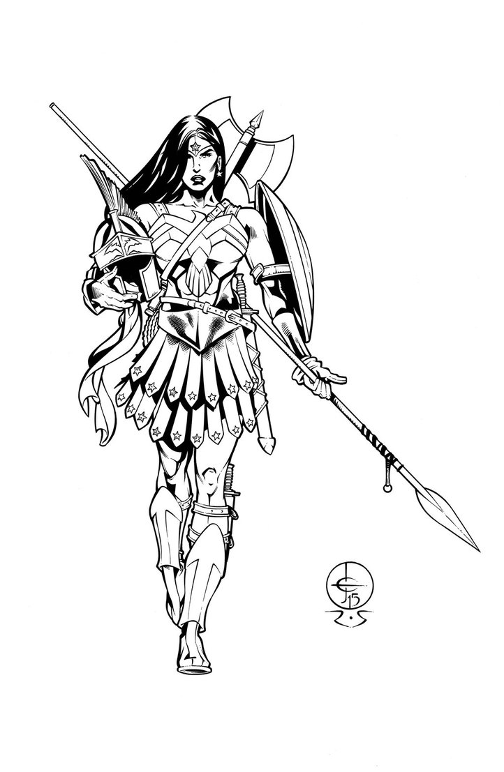 722x1107 Wonder Woman Battle Armor Design Drawing ~ Inked By Ray Snyder