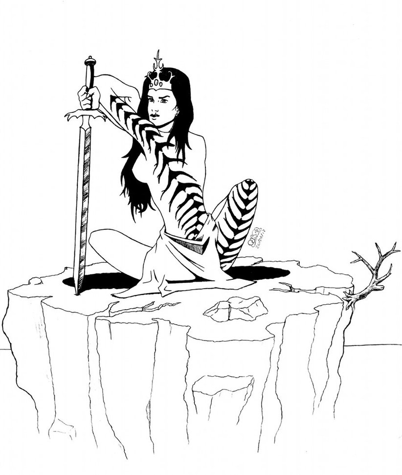 822x971 Warrior Woman With Tribal Tattoo By Tiagopimenta