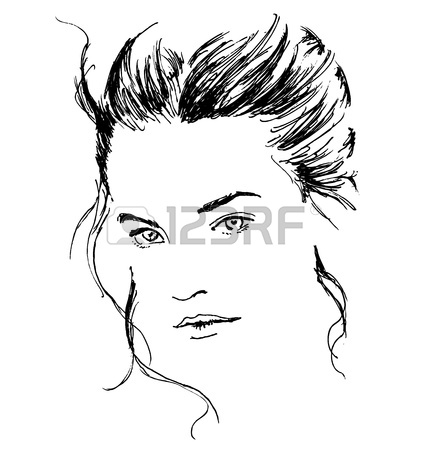 428x450 Hand Sketch Beautiful Woman's Face Royalty Free Cliparts, Vectors