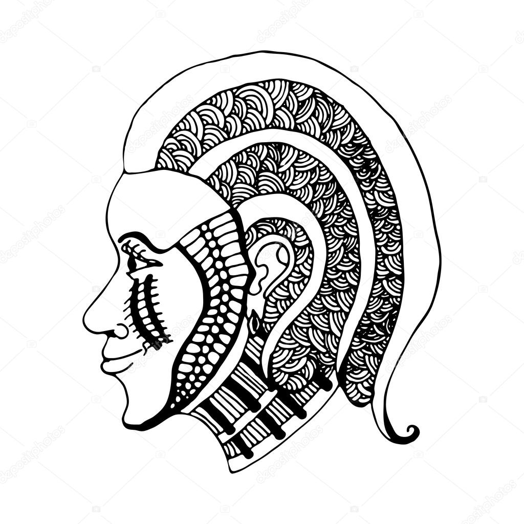 1024x1024 Hand Draw A Woman's Face In Profile In The Style Zentangl