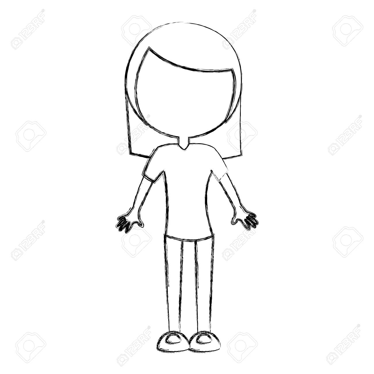 1300x1300 Sketch Draw Faceless Women Body Cartoon Vector Graphic Design