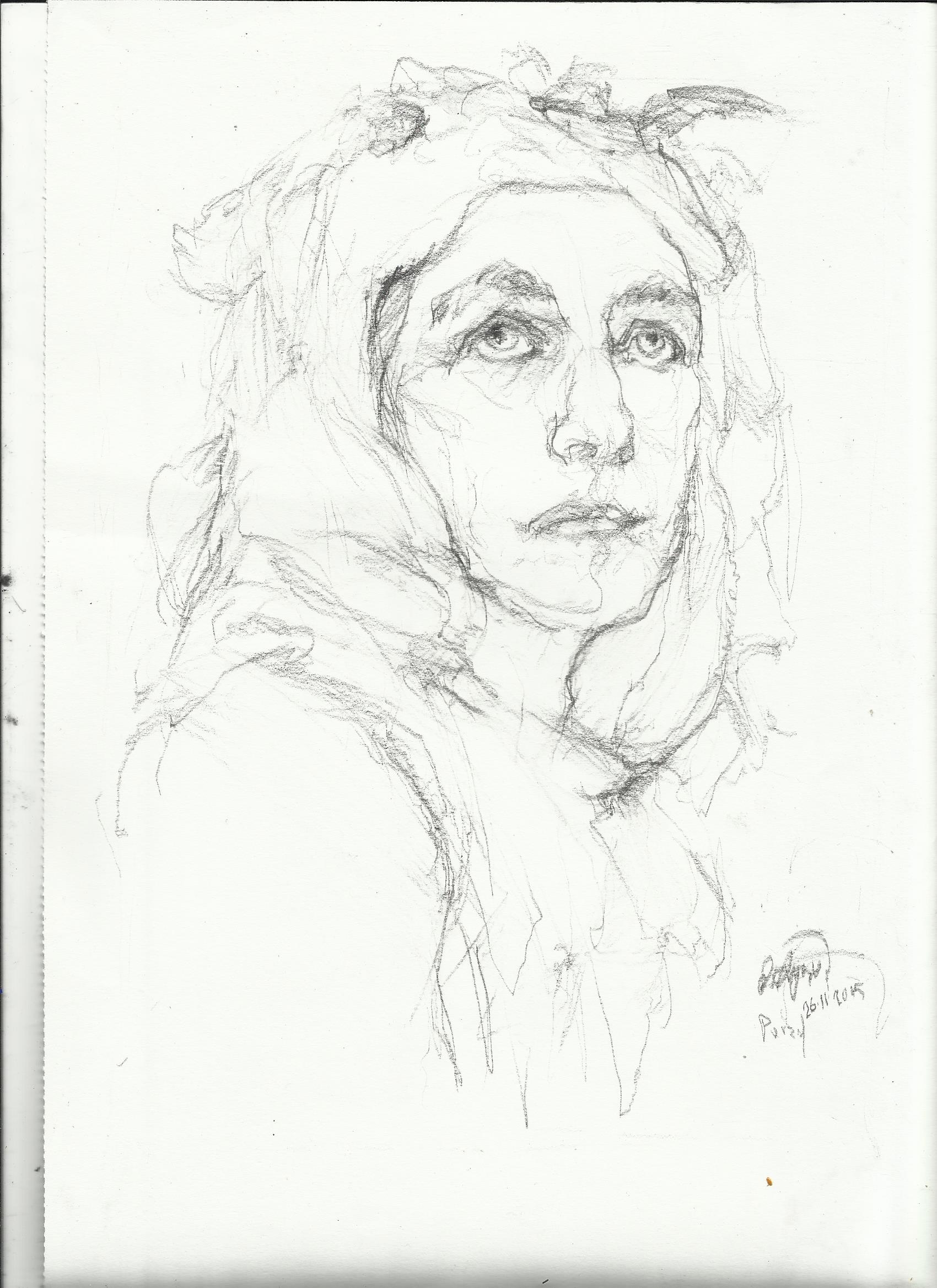 1700x2338 Drawing Nightwithdeer