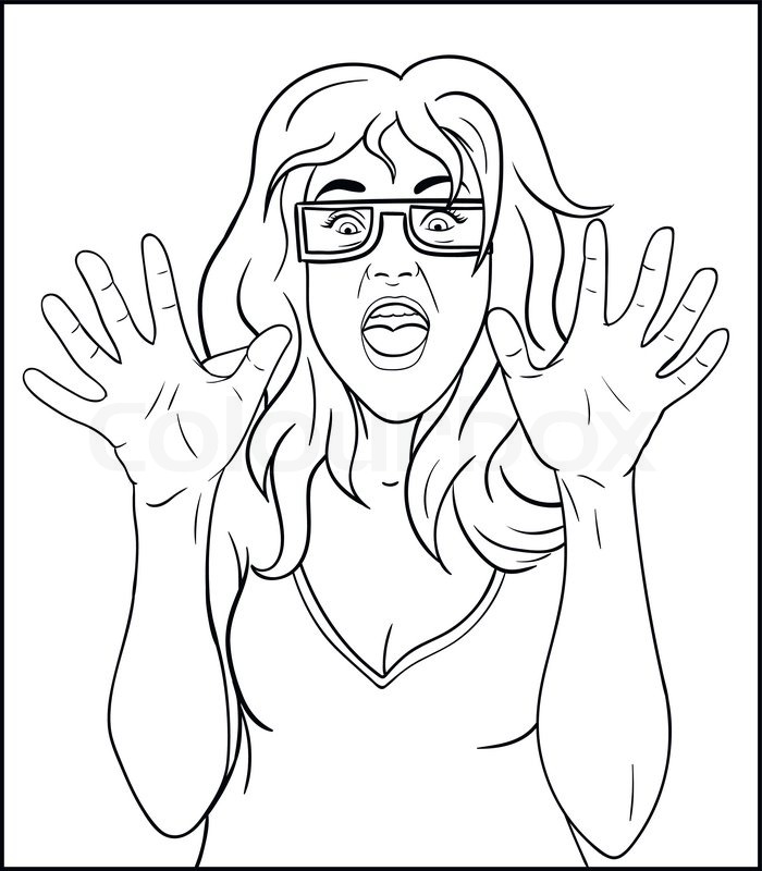 700x800 Frightened Girl Draw The Outline. Whiteboard Drawing