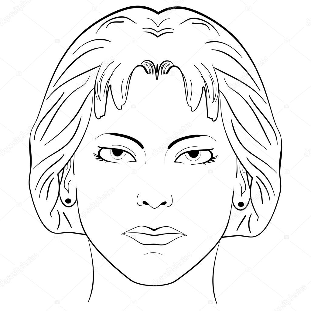 1024x1024 Ink Sketch Head Women Face Pattern Stock Vector Tiverets
