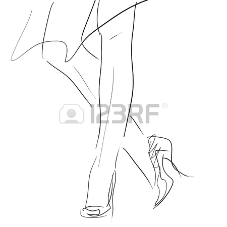 450x450 Conceptual Expressive Woman, Fashion Hand Drawing Sketch Stock