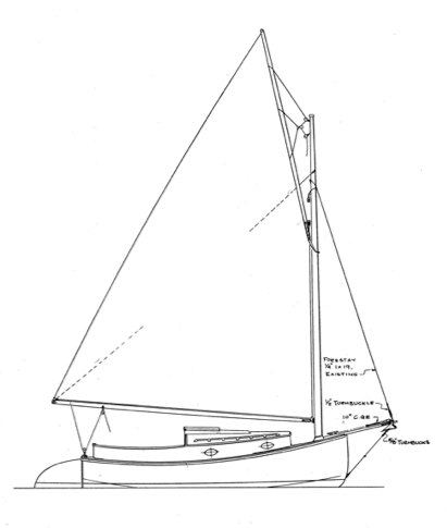 411x485 Wittholz 17' Catboat Sailboat Boat Plans, Boating
