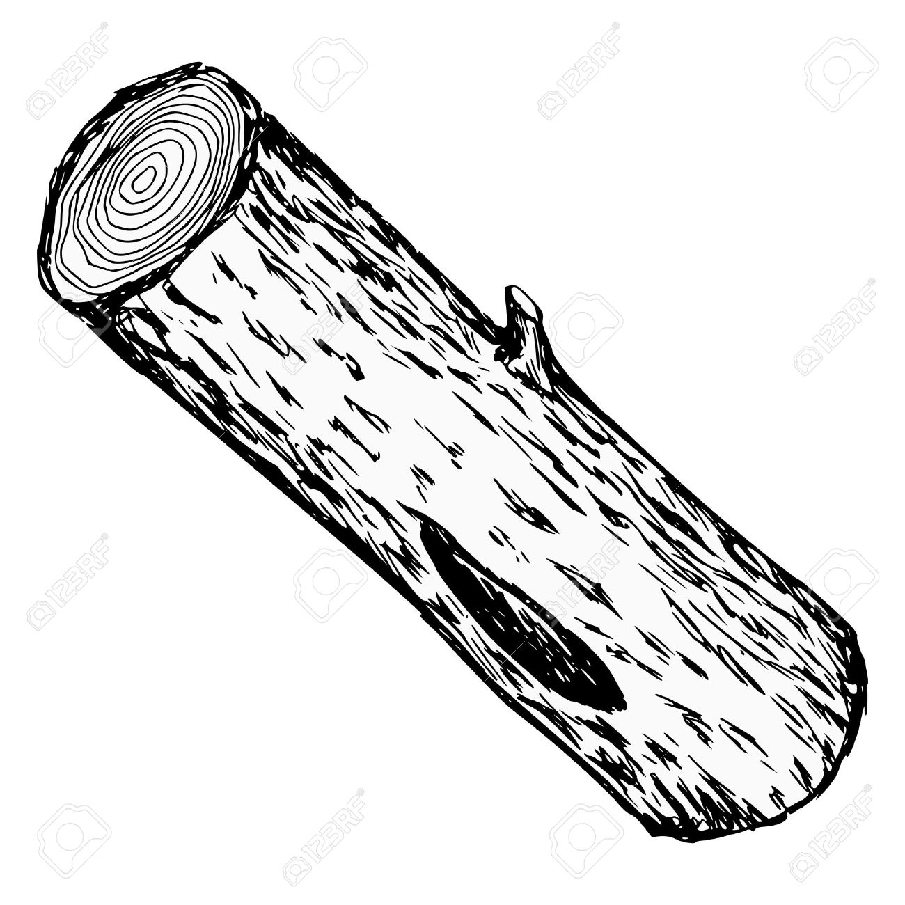 1300x1300 Hand Drawn, Cartoon, Sketch Illustration Of Wood Log Royalty Free