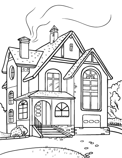 392x507 Printable House Coloring Page. Free Pdf Download