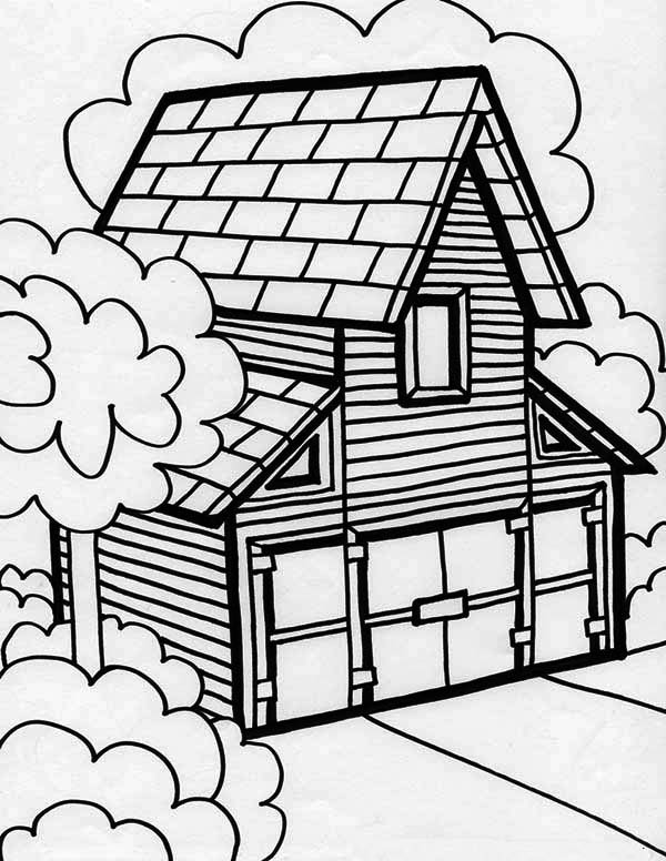 600x776 Big Barn House In Houses Coloring Page Color Luna