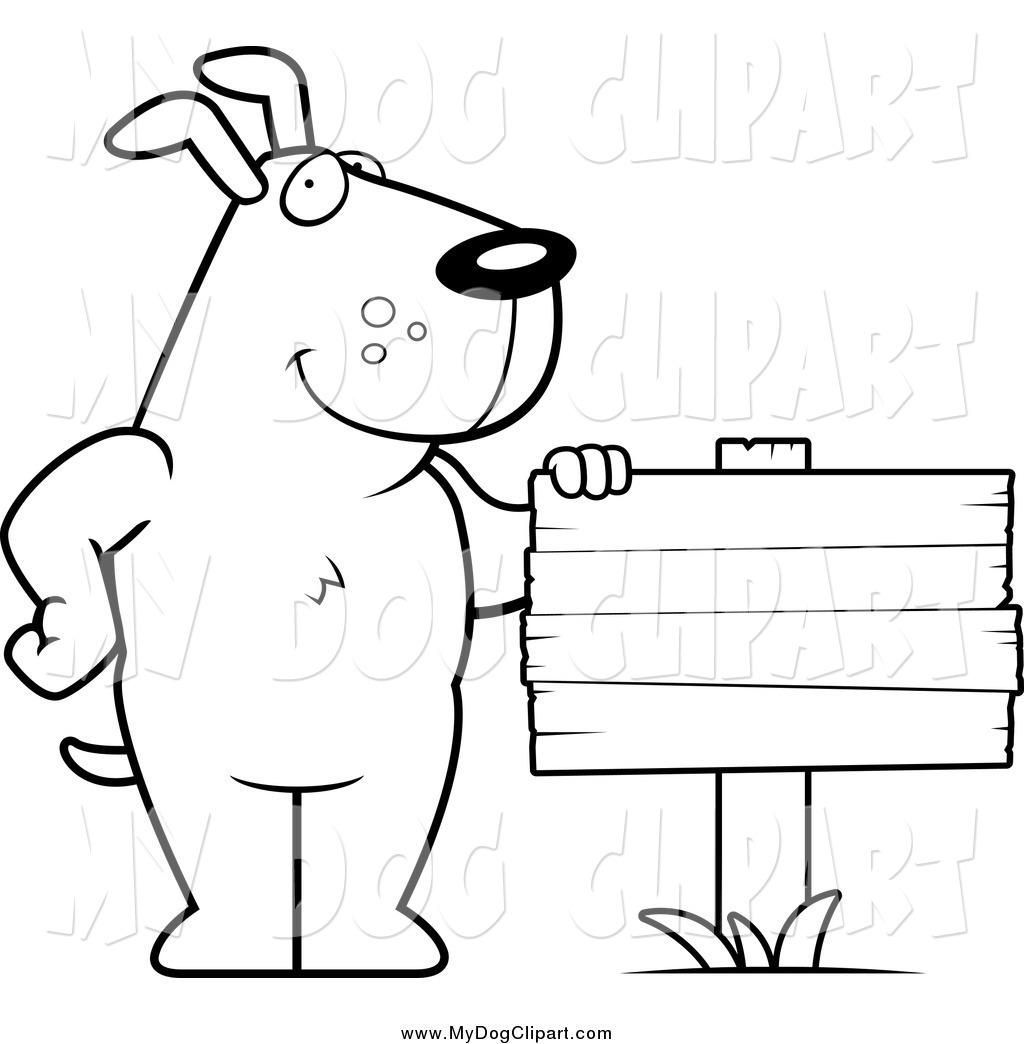 1024x1044 Clip Art Of A Black And White Happy Dog Standing Beside A Blank