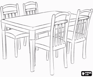 300x250 Table And Chairs In The Dining Room Coloring Page Printable Game