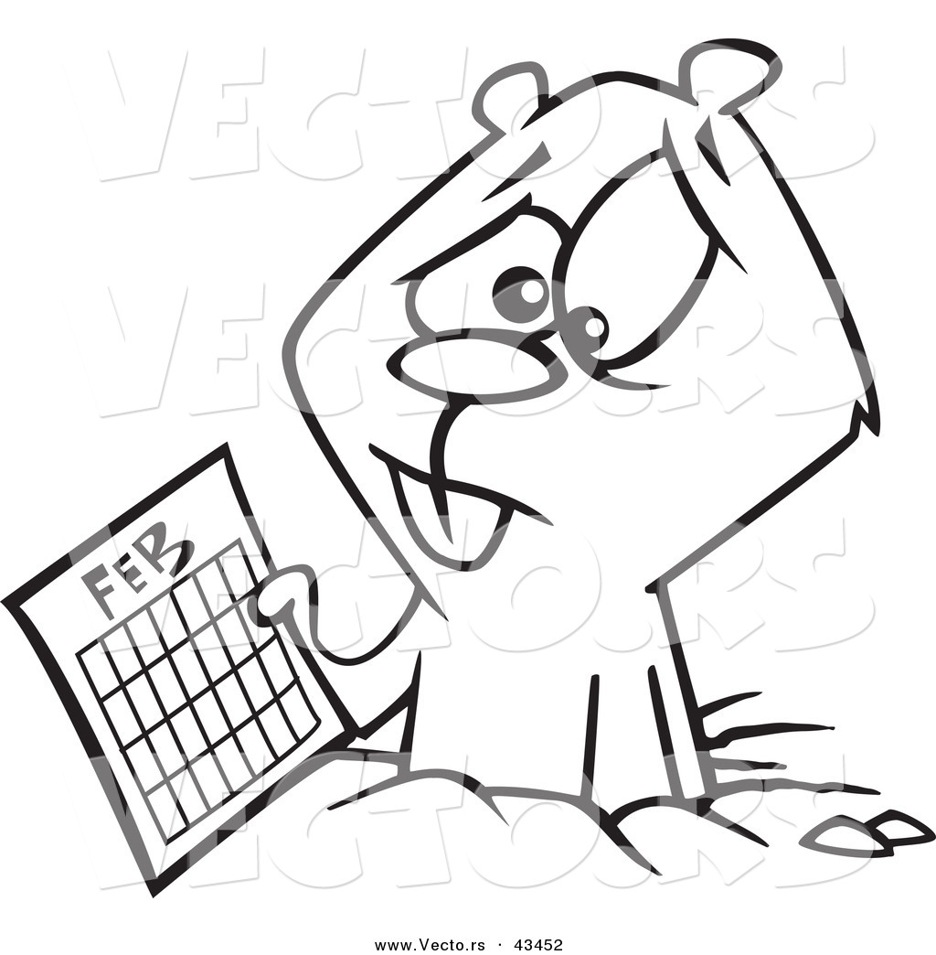 1024x1044 Vector Of A Sad Cartoon Groundhog Holding A February Calendar