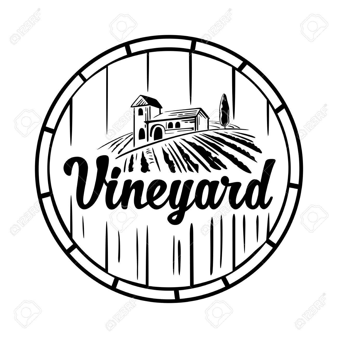 1300x1300 Rural Landscape With Villa, Vineyard, Wooden Barrel, Fields