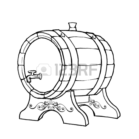 450x450 Vector Sketch Illustration Of A Wooden Wine Barrel With The Faucet