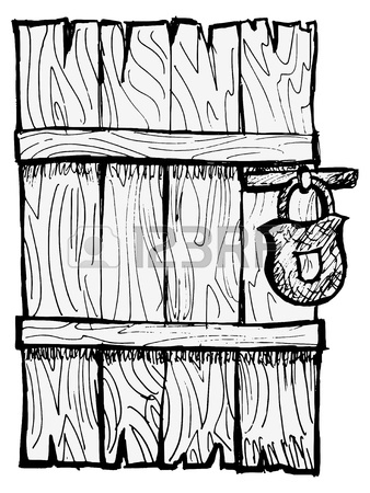 338x450 Old Wooden, Closed Door With A Lock Royalty Free Cliparts, Vectors