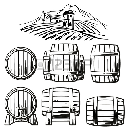 450x450 Wooden Barrel Freehand Pencil Drawing Isolated On White Background