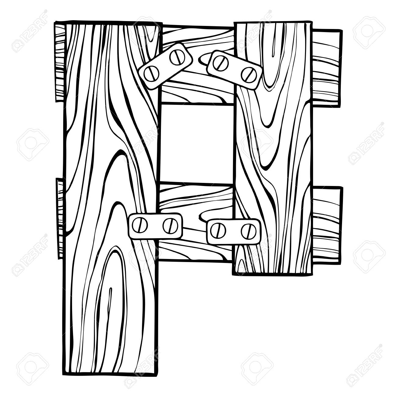 1300x1300 Wooden Letter P Engraving Vector Illustration. Font Art. Scratch