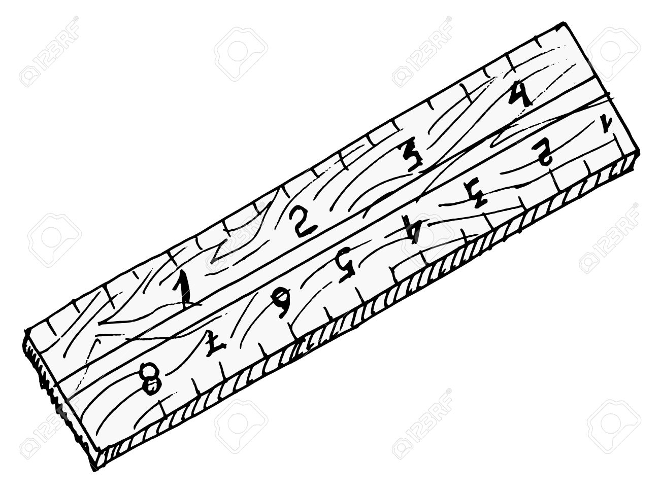 1300x974 Hand Drawn, Vector, Sketch Illustration Of Wooden Ruler Royalty