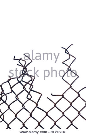 299x470 An Old Chain Link Fence With Broken Wooden Slats Stock Photo