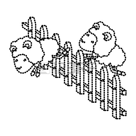 450x450 Sheep Animal Couple Jumping A Wooden Fence In Sketch Silhouette