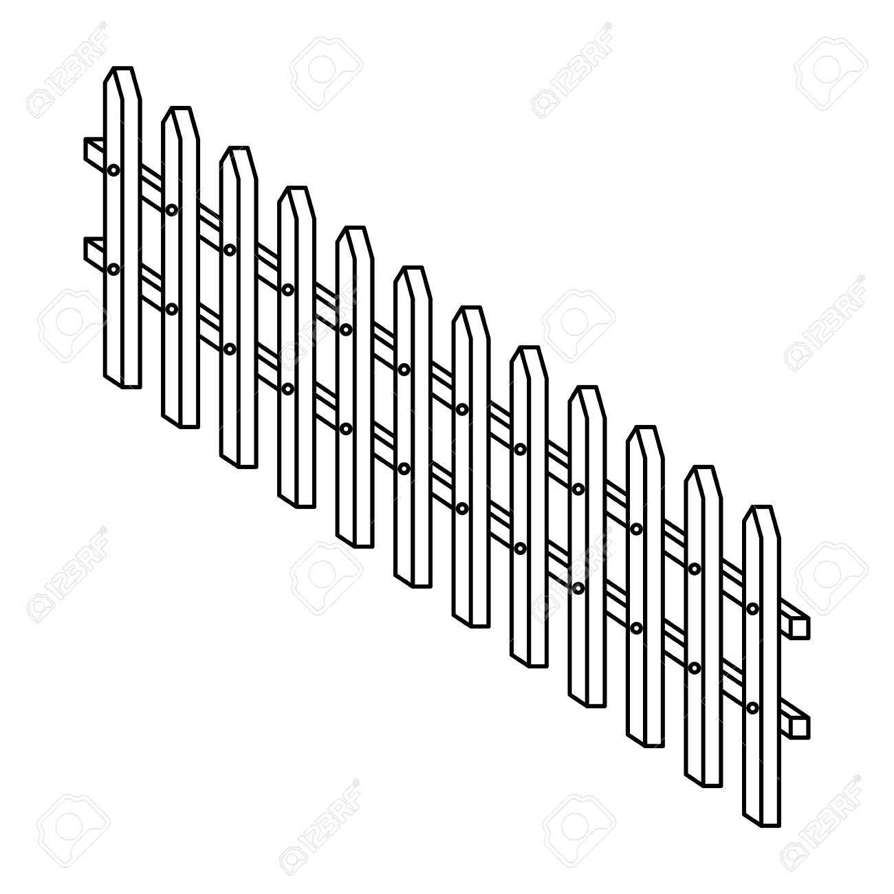 1300x1300 Wooden Fence Large Sketch Silhouette On White Background Vector