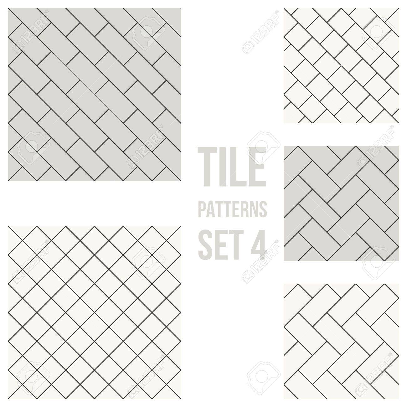 1300x1300 Set Of Thin Line Seamless Pattern Brick Tile, Use For Background