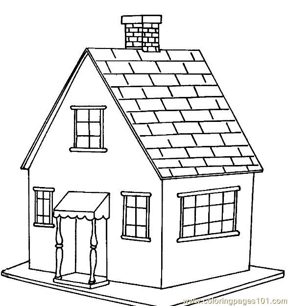 590x625 Wooden Floor House Coloring Page
