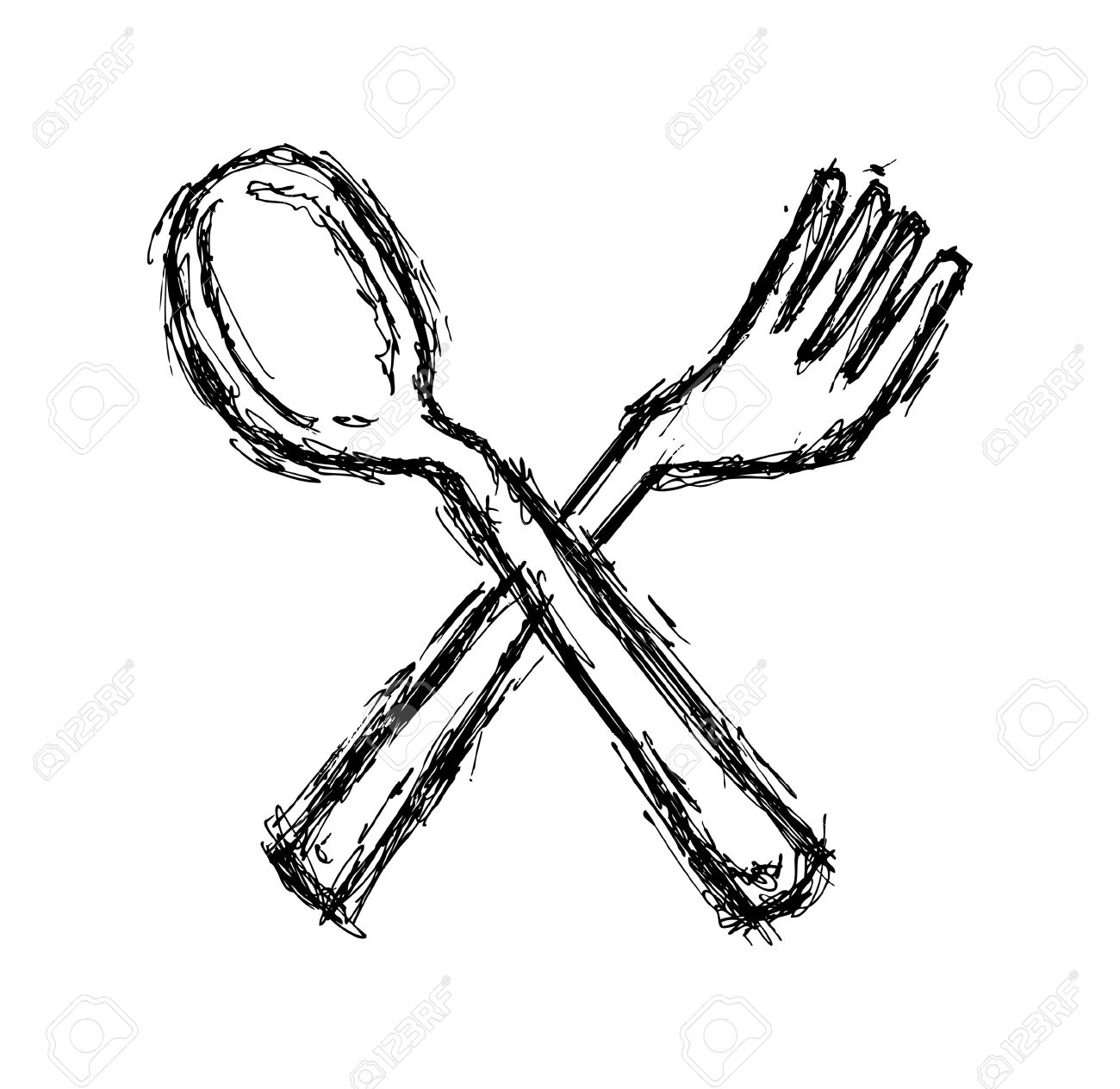 1300x1264 Hand Drawn Fork Spoon Royalty Free Cliparts, Vectors,