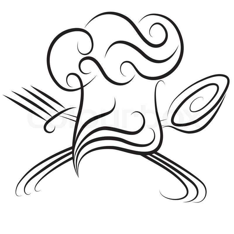 800x800 Ornate Chef Hat With Spoon And Fork Icon For Menu. Drink Art