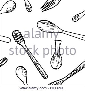 300x320 Wooden Spoon And Fork Seamless Pattern Background Stock Vector Art