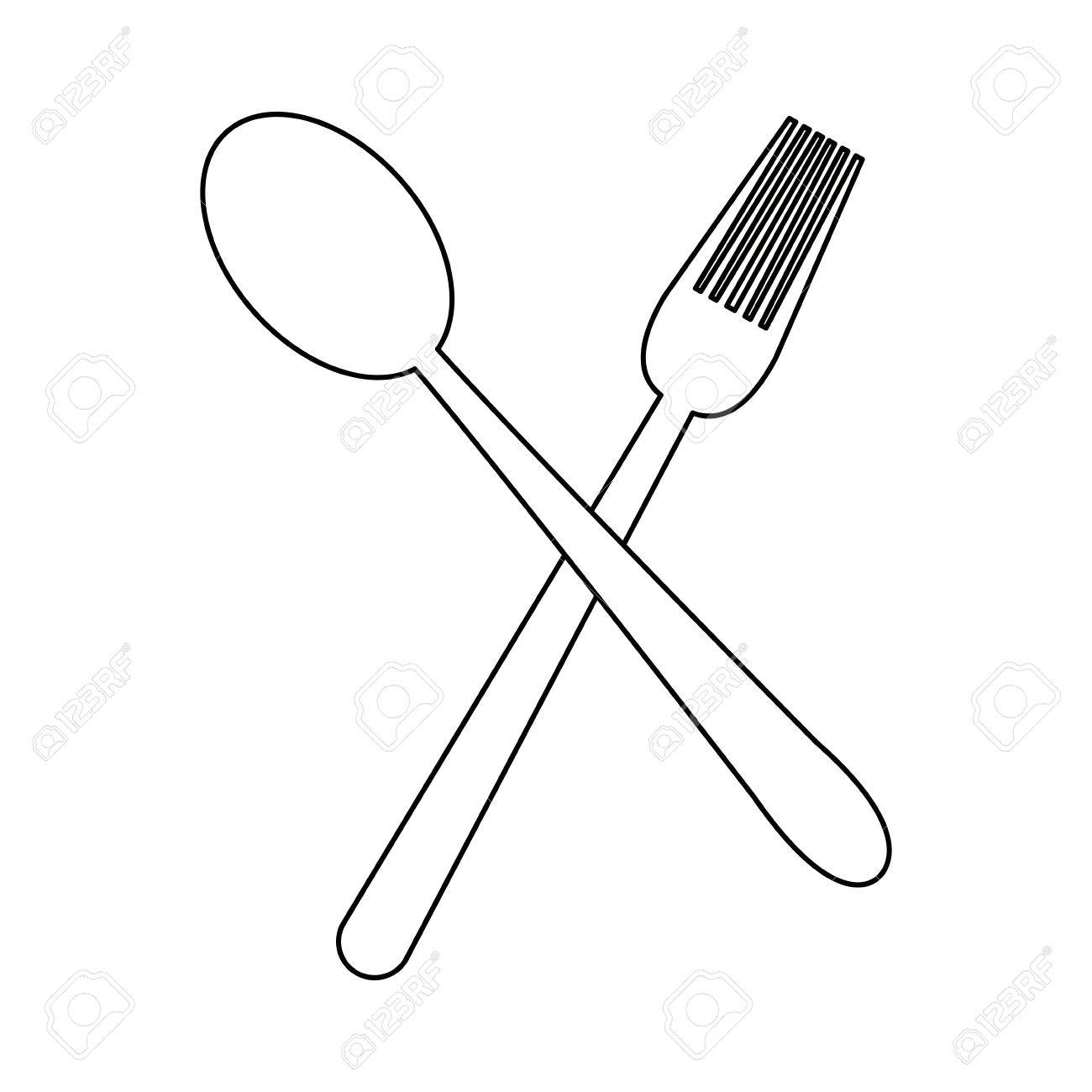 1300x1300 Crossed Spoon And Fork Tool Cooking Kitchen Icon Vector