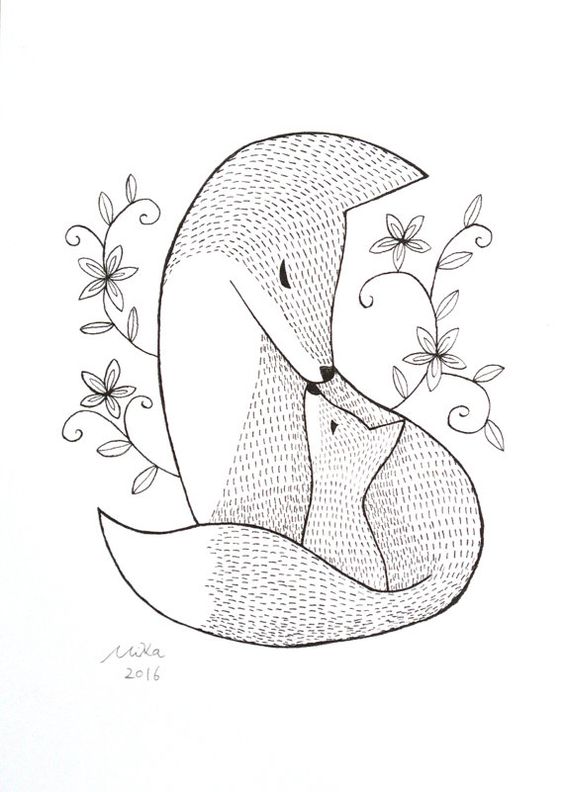 564x792 Sweet Poster Of A Mommy With Baby Fox. Available Framed