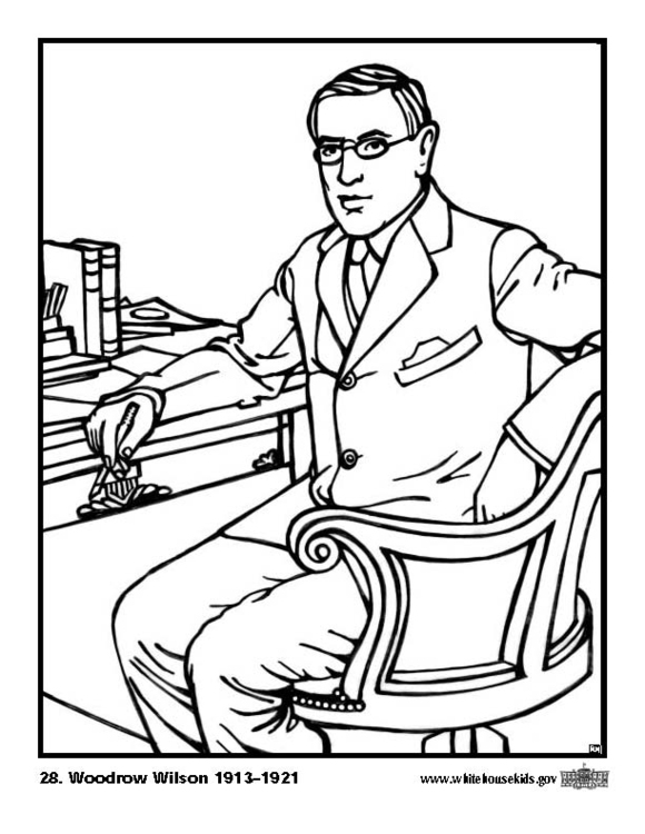 580x750 Coloring Page 28 Woodrow Wilson