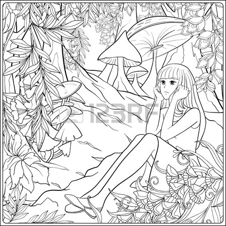 450x450 Girl Alice In The Woods In The Meadow With Trees And Mushrooms