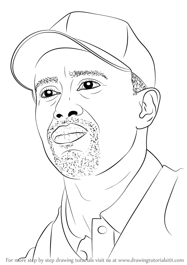 598x844 Learn How To Draw Tiger Woods (Golfers) Step By Step Drawing