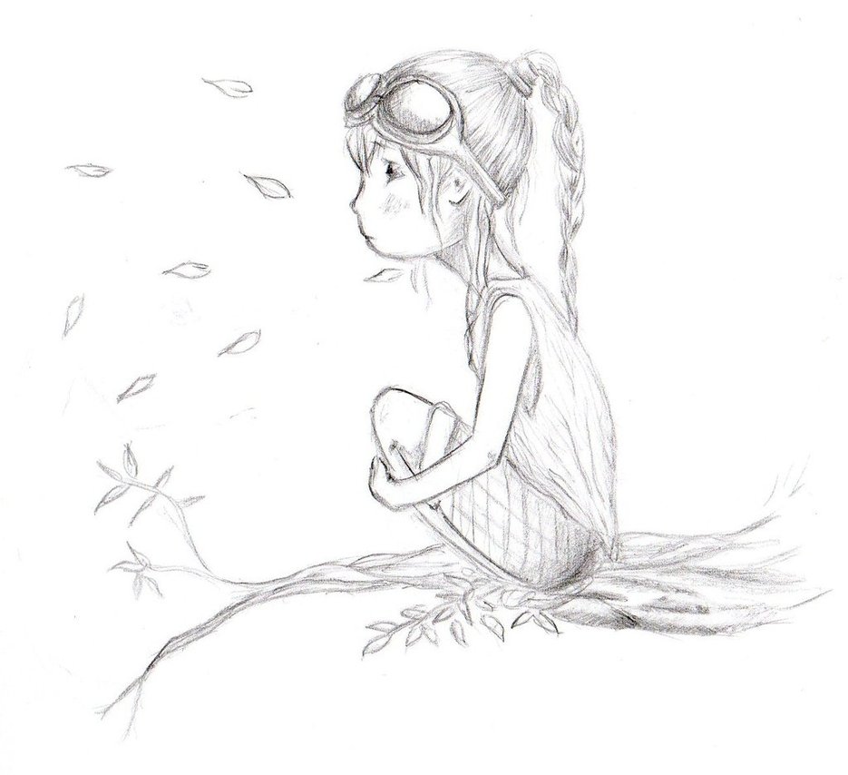 935x854 Sketch Girl In The Woods By Aure En