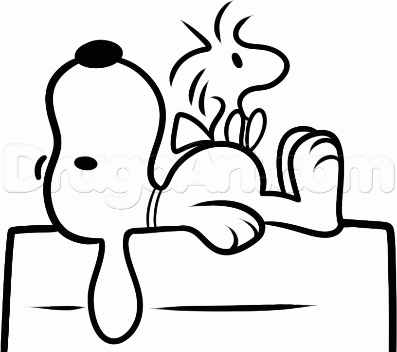 816x722 How To Draw Snoopy And Woodstock Step 8 Rock Art