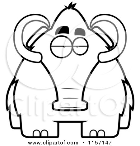 450x470 Cartoon Clipart Of A Black And White Woolly Mammoth