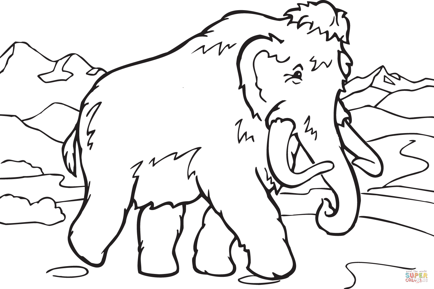 1500x999 Walking Mammoth Coloring Page Free Printable Coloring Pages