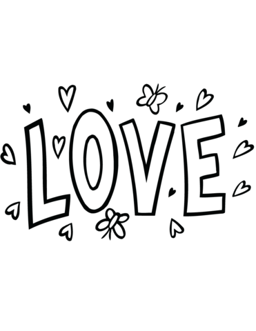 371x480 Love Word Art Coloring Page Free Printable Coloring Pages